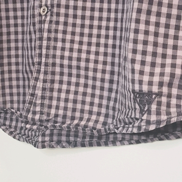Guess Men's Small Button-up Dress Shirt Black Gray - Picture 7 of 9